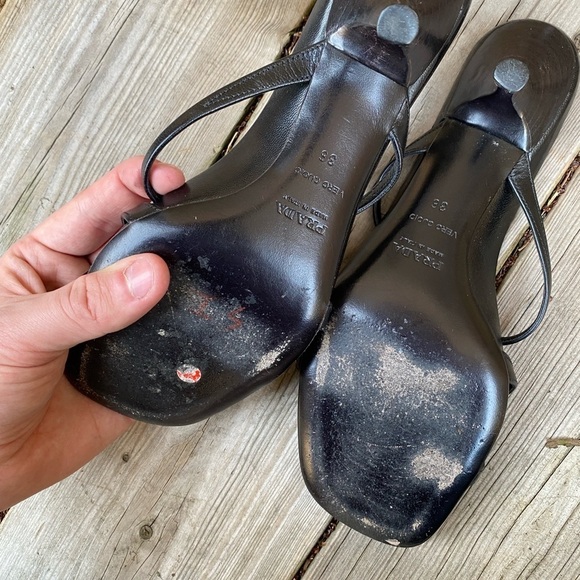 Vintage Prada Sling Back Heels Calzature Donna Black Size 36 - Picture 11 of 11